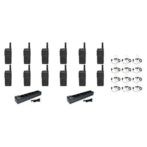 Motorola SL300-U-SC-2 UHF 403-470MHz 2 Channel 3 Watt Digital DMR Non-Display Radio with E346 Surveillance Headset and PMLN7101 Multi Unit Charger (12 Pack)