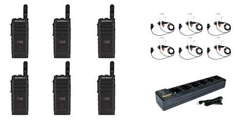 SL300-U-SC-99 UHF 403-470MHz 99 Channel 3 Watt Digital DMR Display Radio with E346 Surveillance Headset and PMLN7101 Multi Unit Charger (6 Pack)