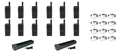 SL300-U-SC-99 UHF 403-470MHz 99 Channel 3 Watt Digital DMR Display Radio with E346 Surveillance Headset and PMLN7101 Multi Unit Charger (12 Pack)