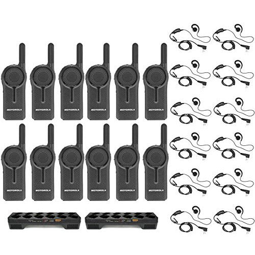 DLR1020 2 Channel 900 MHz. Digital License Free Radio with HKLN4604 C-Ring Headset and PMLN7136 Multi Unit Charger (12 Pack)