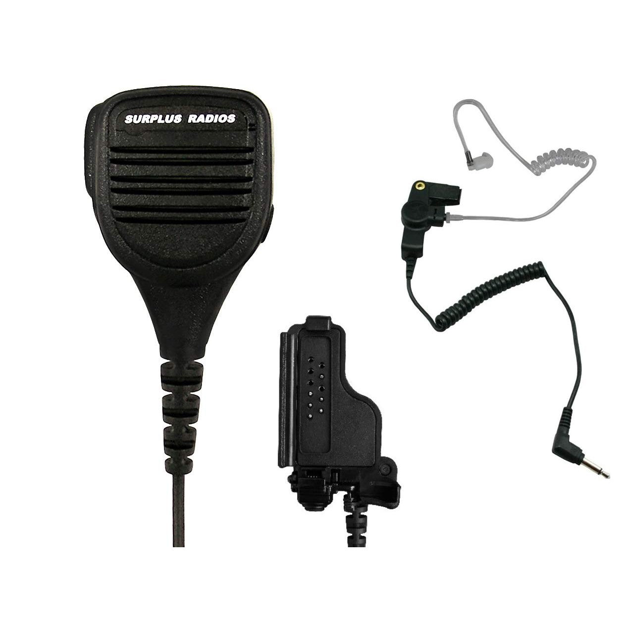 SRCommunications M4013 M3 E208 Speaker Mic & Listen-Only Earpiece for Two-Way Radios with M3 Connectors HT MTX MT XTS Series