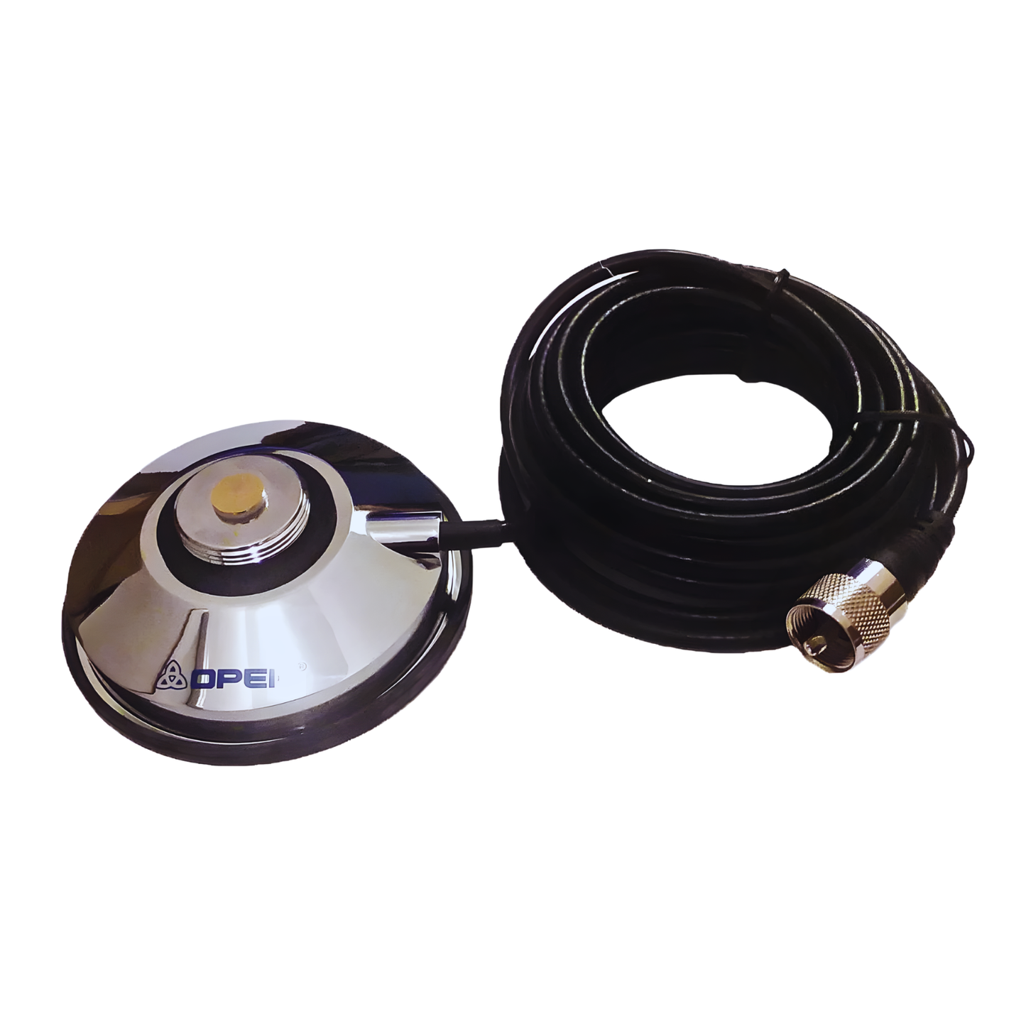 Opek AM-1203R-UM 3.5" Magnet Mount NMO 14ft RG-58U Cable PL-259 Connector Chrome Antenna Mount