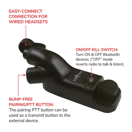 Earphone Connection EP-BTD34EC-S-BLE Bluetooth Adapter for Motorola APX Radios Dual Mode Wired/Wireless PTT Adapter
