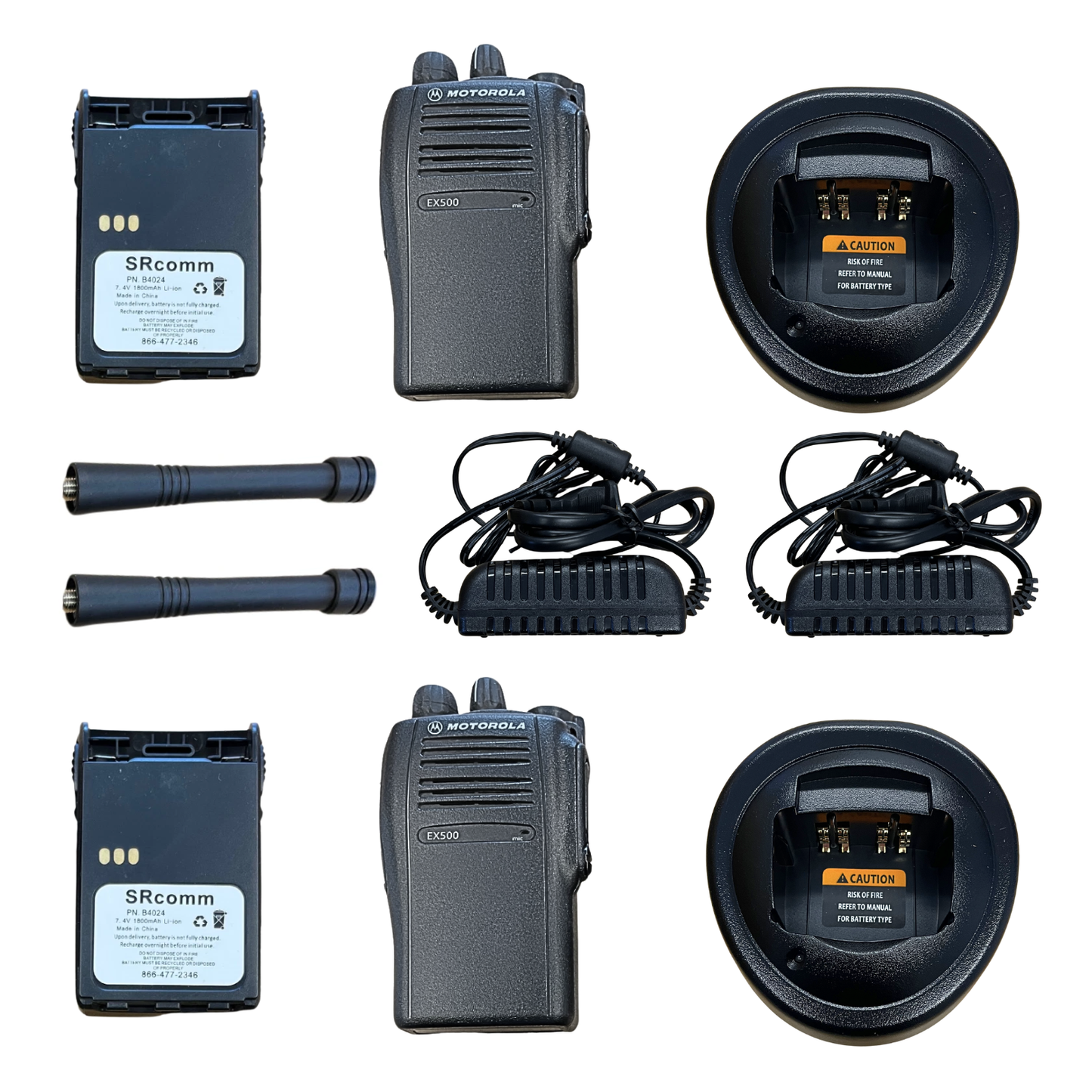 2 Pack of Used Motorola EX500 AAH38SDC9AA3AN UHF 450-512MHz 16 Channels 4 Watt Portable Two-Way Radio
