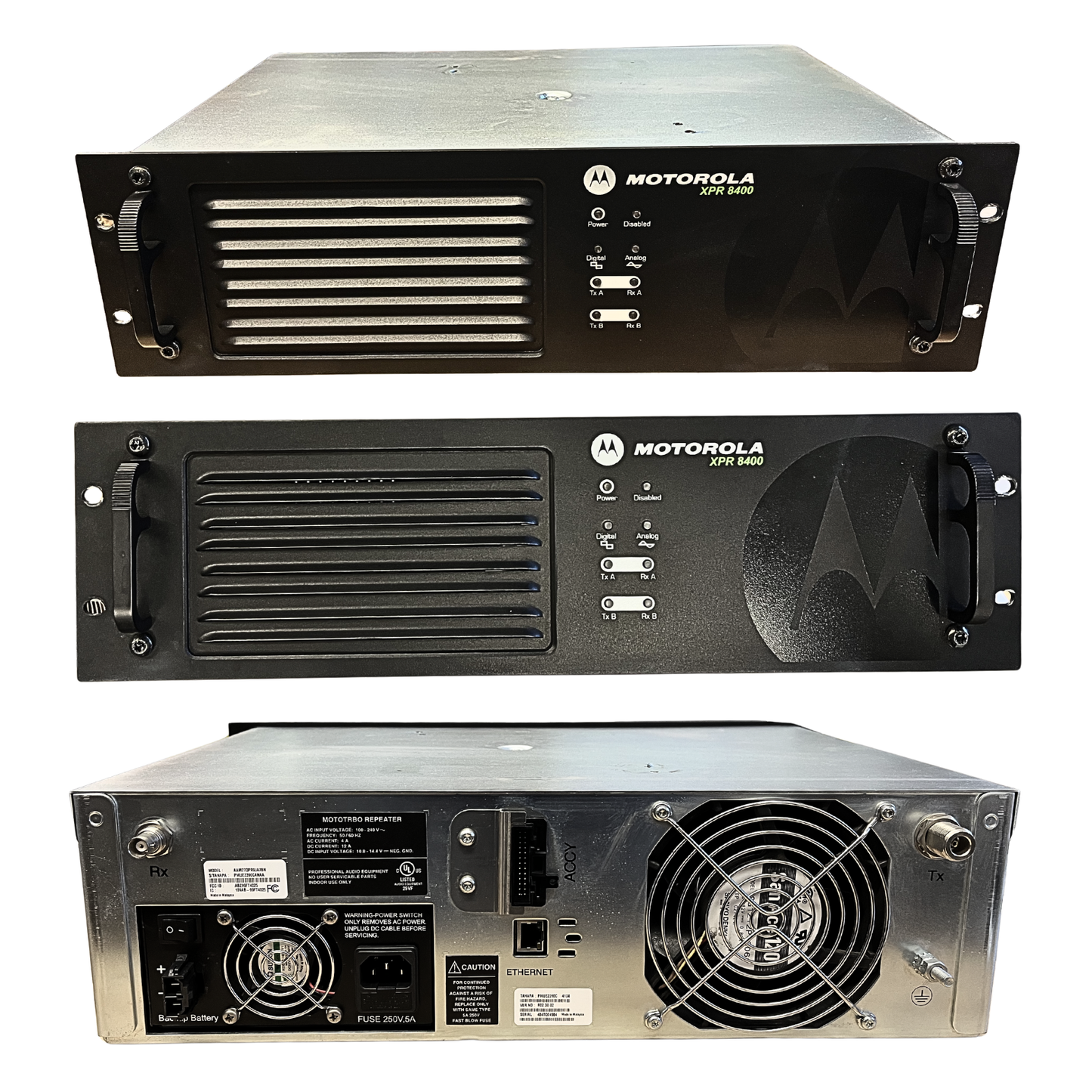 Used Motorola XPR8400 AAM27QPR9JA7BN UHF 400-470MHz 40 Watt Digital DMR MOTOTRBO Repeater (No Duplexer)