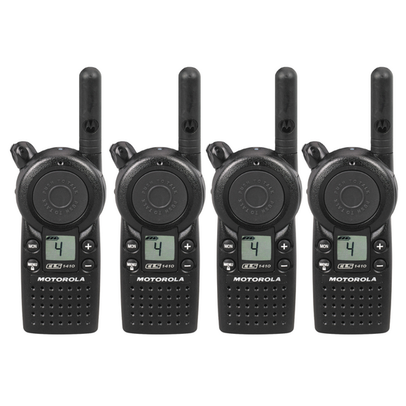 4 Pack of Motorola CLS1410 UHF 1 Watt 4 Channel Lightweight Business Radio