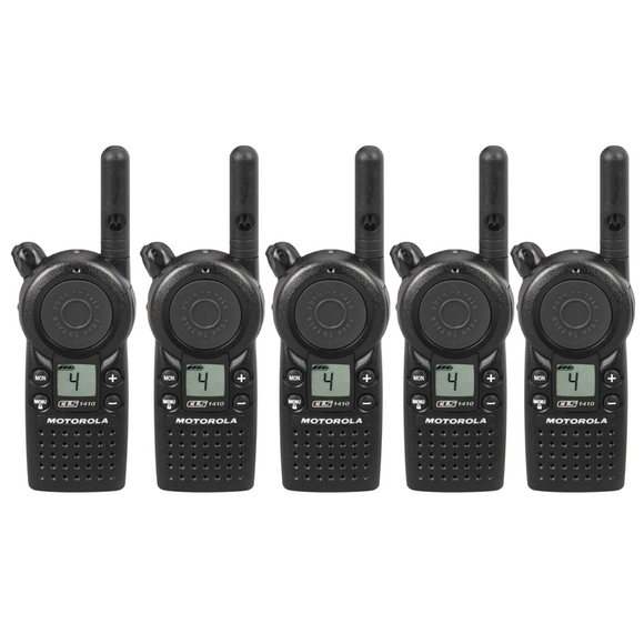 5 Pack of Motorola CLS1410 UHF 1 Watt 4 Channel Lightweight Business Radio
