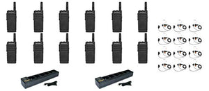 SL300-V-SC-2 VHF 136-174MHz 2 Channel 3 Watt Digital DMR Non-Display Radio with E346 Surveillance Headset and PMLN7101 Multi Unit Charger (12 Pack)