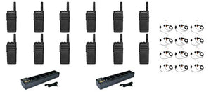 SL300-U-SC-2 UHF 403-470MHz 2 Channel 3 Watt Digital DMR Non-Display Radio with E346 Surveillance Headset and PMLN7101 Multi Unit Charger (12 Pack)
