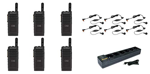 SL300-U-SC-99 UHF 403-470MHz 99 Channel 3 Watt Digital DMR Display Radio with E346 Surveillance Headset and PMLN7156 Earbud and PMLN7101 Multi Unit Charger (6 Pack)