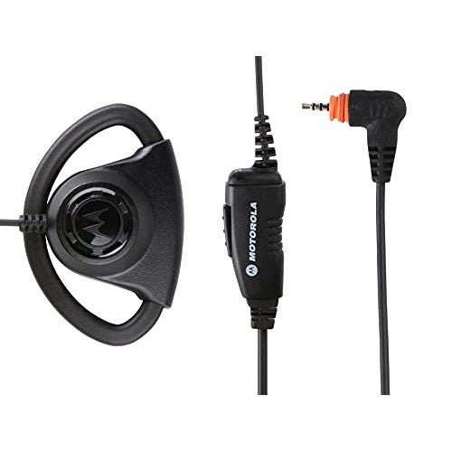 Motorola Solutions PMLN7159A PMLN7159 Adjustable D-Style earpiece with in-line Microphone and Push-to-Talk, Black.