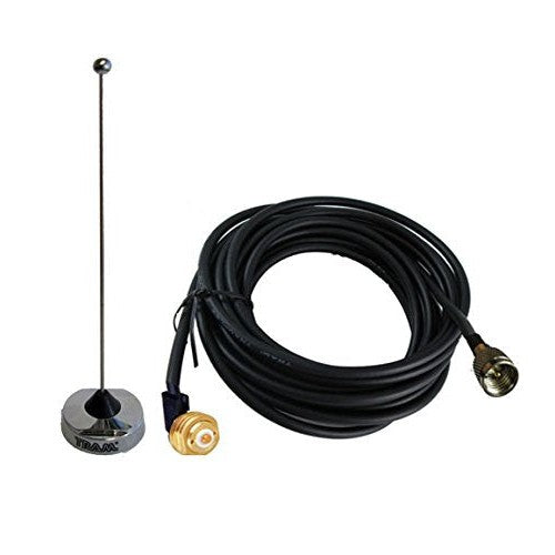 Tram 1121+1251MUHF VHF Antenna Kit, NMO 1/4" Wave 150-162 MHz, 17Ft Coax Cable, Mini UHF Connector.