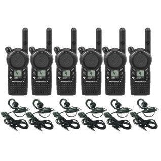 6 Pack of Motorola CLS1410 Walkie Talkie Radios with Headsets, Black