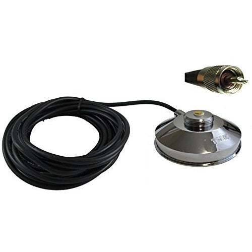 Tram Browning 1239 UHF/PL259 Chrome 3 1/2" Solid Coax Magnet Mount Kit with 17FT Cableand UHF/PL-259 Connector Installed