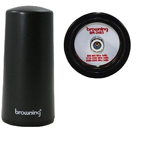 Browning BR-2483 Tri- Band Low Profile High Frequency Female Contact Pin Mount Antenna 806-960Mhz, 1710-1990, 2.4-2.5Ghz