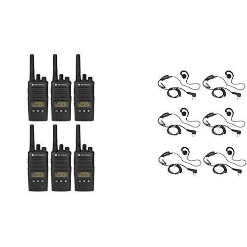 6 Pack of Motorola RMU2080D UHF 2 Watt 8 Channel Business Radio with HKLN4604 C-Ring Headset