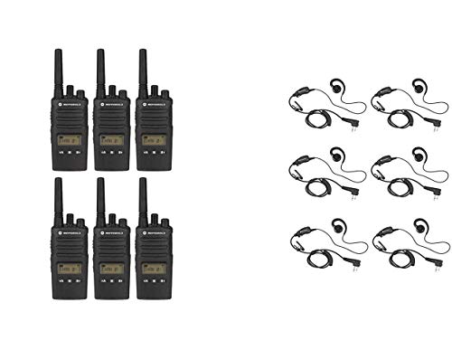 6 Pack of Motorola RMU2080D UHF 2 Watt 8 Channel Business Radio with HKLN4604 C-Ring Headset