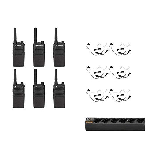 RMM2050 VHF 2 Watt 5 Channel MURS Radio with HKLN4601 Surveillance Headset and PMLN6384 Multi Unit Charger (6 Pack)