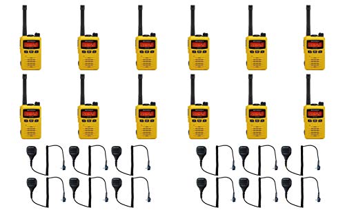 MEVX-S24-YL Yellow UHF 403-470MHz 3 Watt 256 Channel Analog/Digital Portable Radio with M4013 Speaker Microphone (12 Pack)