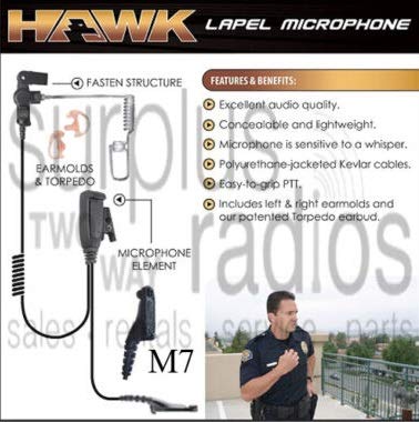 Earphone Connection EP1334-M7 Tactical Police Lapel Headset Mic for Motorola APX6000 APX7000 XPR6550 XPR6300 XPR6350 XPR6580 and More
