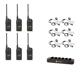 6 Pack of RDU4160D UHF 4 Watt 16 Channel Radio with HKLN4604 C-Ring Headset and RLN6309 Multi Unit Charger