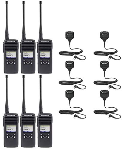 DTR700 50 Channel 1 Watt 900MHZ License Free Digital Two Way Radio with HKLN4606 Speaker Microphone (6 Pack)