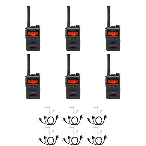 MEVX-S24-BLK Black UHF 403-470MHz 3 Watt 256 Channel Analog/Digital Portable Radio with E326 Surveillance Headset (6 Pack)