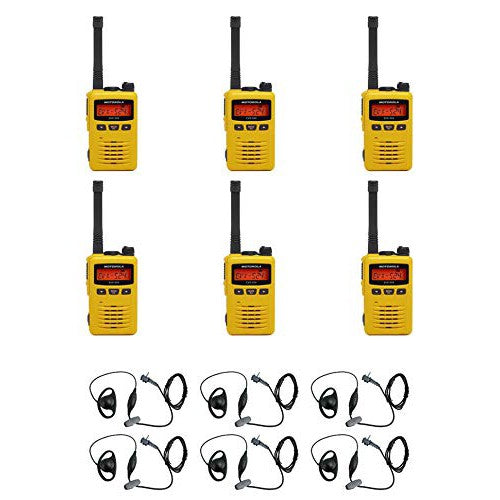 MEVX-S24-YL Yellow UHF 403-470MHz 3 Watt 256 Channel Analog/Digital Portable Radio with E316 D-Ring Headset (6 Pack)