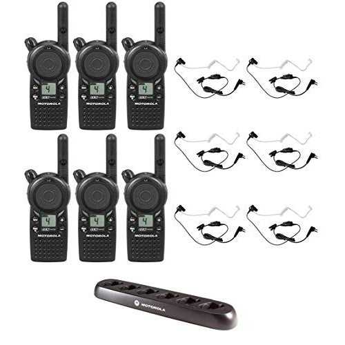 CLS1410 1 watt 4 Channel Business Radio with HKLN4601 Surveillance Headset and 56531 Multi Unit Charger (6 Pack)