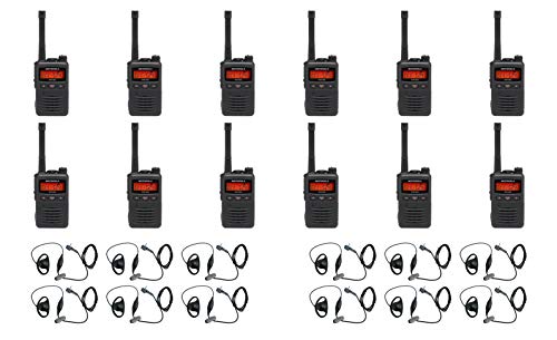 MEVX-S24-BLK Black UHF 403-470MHz 3 Watt 256 Channel Analog/Digital Portable Radio with E316 D-Ring Headset (12 Pack)