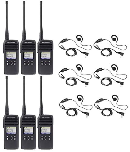 DTR700 50 Channel 1 Watt 900MHZ License Free Digital Two Way Radio with HKLN4604 C-Ring Headset (6 Pack)