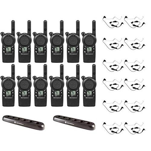 CLS1410 1 watt 4 Channel Business Radio with HKLN4601 Surveillance Headset and 56531 Multi Unit Charger (12 Pack)