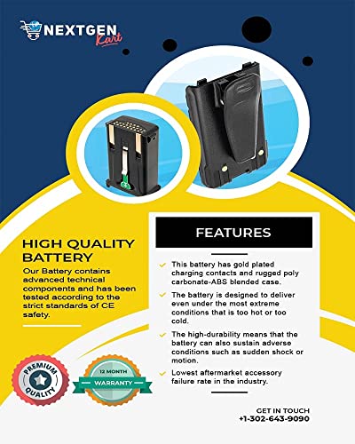 Replacement for Vertex Standard VX-231 Battery - Fully Compatible with VX-230, FNB-V103LI - (1200mAh Li-ion)