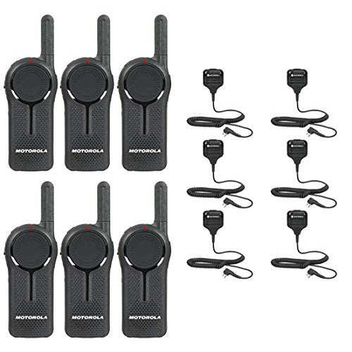 6 Pack of Motorola DLR1060 900MHz ISM Band 1 Watt 6 Channels License Free Digital Two-Way Radio and Speaker Microphone