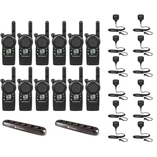 CLS1410 1 watt 4 Channel Business Radio with HKLN4606 Speaker Microphone and 56531 Multi Unit Charger (12 Pack)