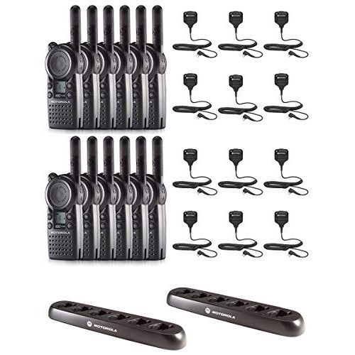 CLS1110 Radios with HKLN4606 Speaker Microphone and 56531 6-Unit Charger (12 Pack)