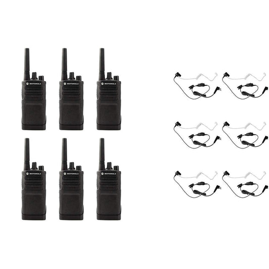 Motorola RMU2080 UHF 2 Watt 8 Channel Business Two-Way Radio with HKLN4601 Surveillance Headset (6 Pack)