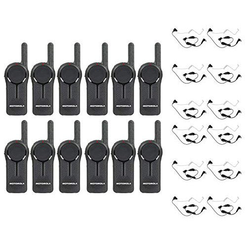 12 Pack of Motorola DLR1060 900MHz ISM Band 1 Watt 6 Channels License Free Digital Two-Way Radio and Surveillance Headset