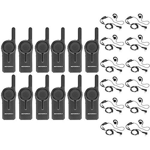 12 Pack of Motorola DLR1020 900MHz ISM Band 1 Watt 2 Channels License Free Digital Two-Way Radio and Earpiece