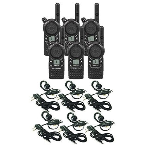 6 Pack of Motorola CLS1110 Walkie Talkie Radios with Headsets