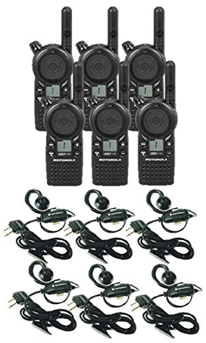 6 Pack of Motorola CLS1110 Walkie Talkie Radios with Headsets