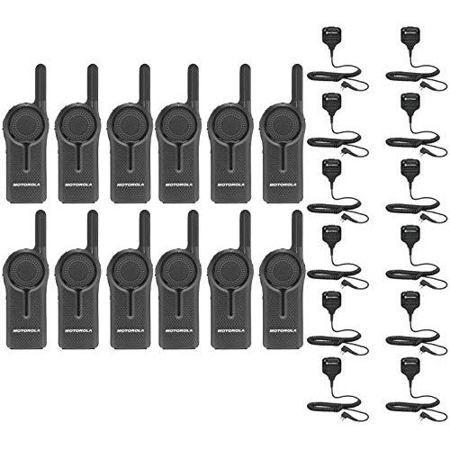 12 Pack of Motorola DLR1020 900MHz ISM Band 1 Watt 2 Channels License Free Digital Two-Way Radio and Speaker Microphone