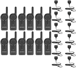 12 Pack of Motorola DLR1020 900MHz ISM Band 1 Watt 2 Channels License Free Digital Two-Way Radio and Speaker Microphone