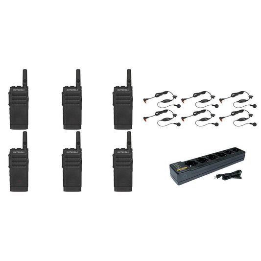 SL300-V-SC-2 VHF 136-174MHz 2 Channel 3 Watt Digital DMR Non-Display Radio with E346 Surveillance Headset and PMLN7156 Earbud and PMLN7101 Multi Unit Charger (6 Pack)