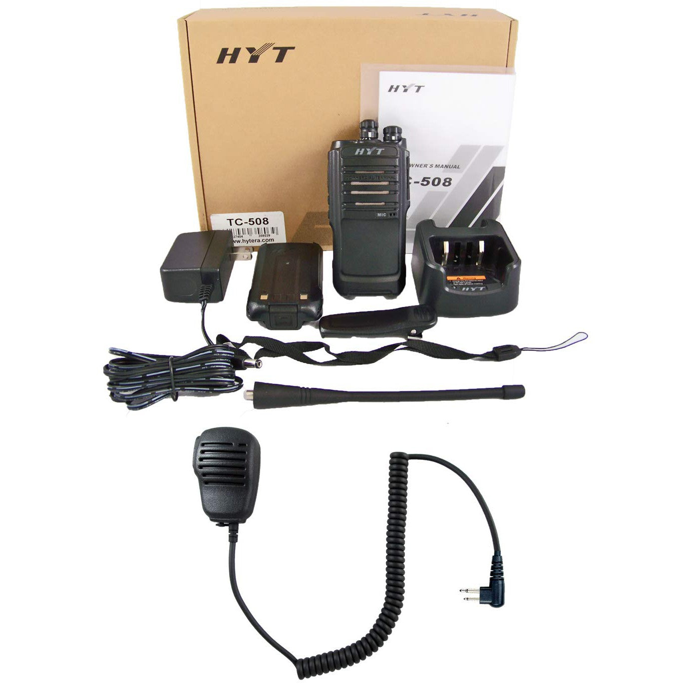 HYT TC-508-U UHF 400-470 MHz 16 Channels 4 Watts 2WIP54 Portable Radio Full Package with Speaker Microphone