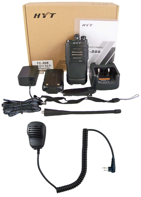 HYT TC-508-U UHF 400-470 MHz 16 Channels 4 Watts 2WIP54 Portable Radio Full Package with Speaker Microphone