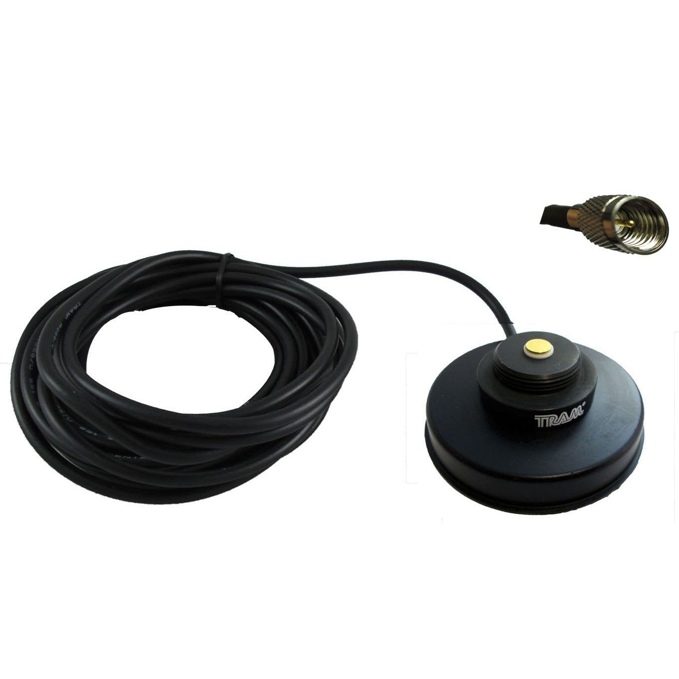 Tram Browning 1233-MUHF Black 3 1/2" Solid Coax Magnet Mount Kit with 17FT Cable and Mini UHF Connector Installed