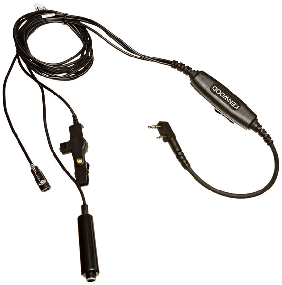 Kenwood KHS-9BL Three-Wire Lapel Microphone with Earphone, Black