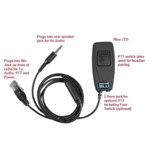 Pryme BT-M00J Bluetooth Adapter with Push-to-Talk Button for Icom Mobile Radios