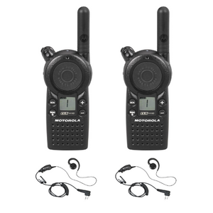 2 Pack Motorola CLS1110 UHF 1 Watt 1 Channel Lightweight Radio and HKLN4604 PTT Earpiece